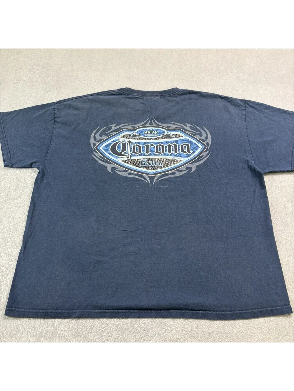 Vintage 2003 Corona Extra Beer Tribal T Shirt Size 2XL Navy Blue